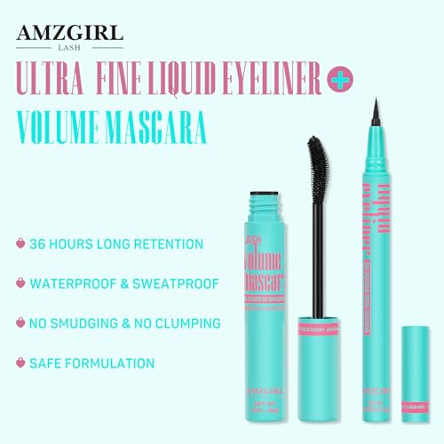 AMZGlRL Waterproof Black Lash Mascara and Eyeliner Make-up Set - Lengthy-Lasting, Fast-Drying Beauty Package, 1 Set