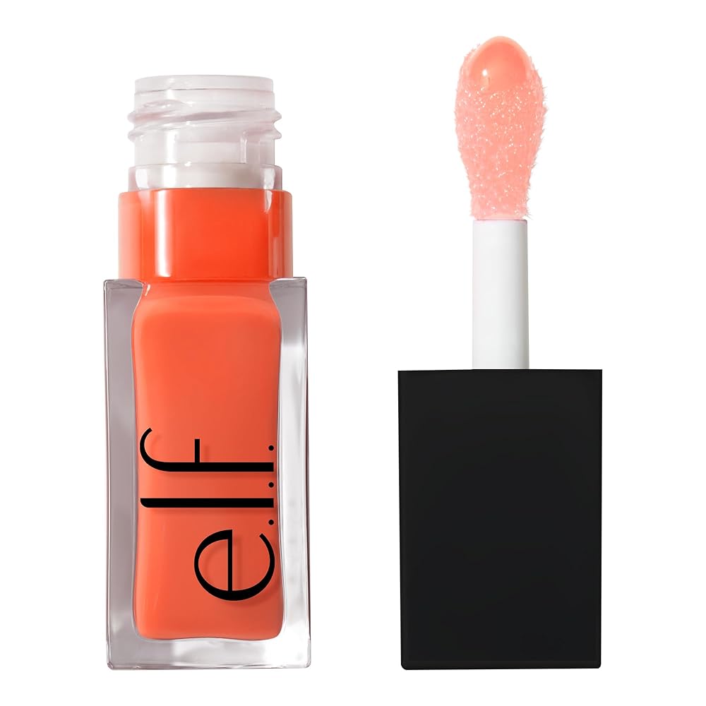 e.l.f. Glow Reviver Lip Oil – Nourishing Tinted Formulation for Shine, Enriched with Jojoba Oil, Vegan & Cruelty-Free, in Coral Fixation