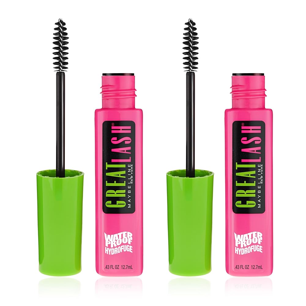 Maybelline Nice Lash Waterproof Mascara – Volumizing, Lengthening, and Lash-Doubling Method for Fuller Lashes, Very Black, Pack of two