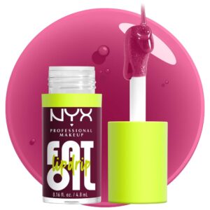 NYX PROFESSIONAL MAKEUP Fats Oil Lip Drip – Moisturizing, Shiny, Vegan Tinted Lip Gloss in That is Stylish (Deep Berry)